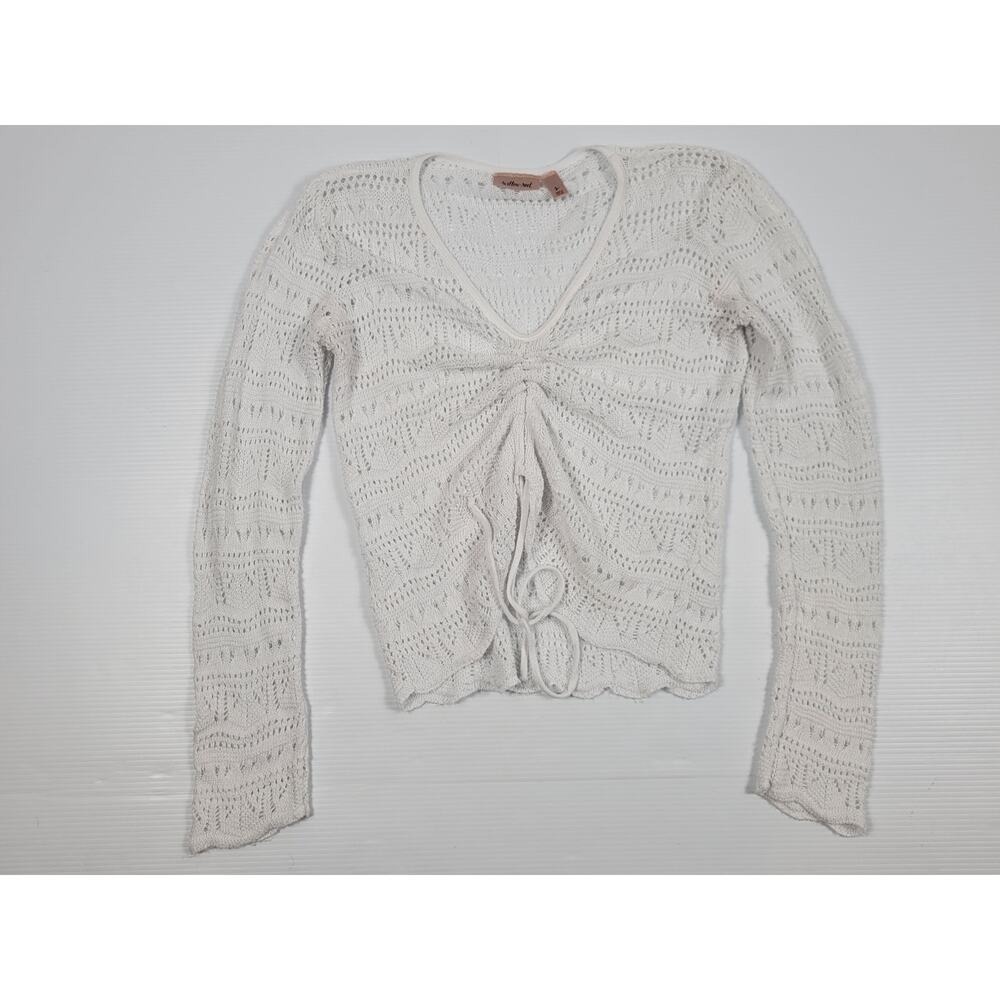 Willow‎ & Root White Knit Womens Small Cardigan Lightweight Spring Summer 426281